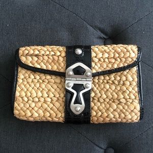 Vintage Michael Kors straw/patent leather clutch